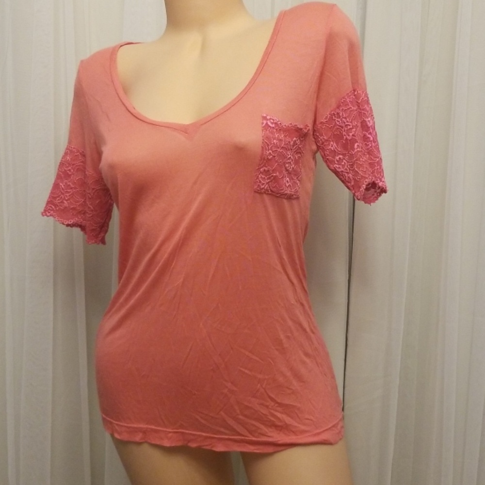 Beach Bunny Sexy Red Burnout Lace Tee Size Small S